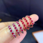 Load image into Gallery viewer, Natural Burma Ruby Stone Size for 3*3mm 6pcs with 925 Silver Rings for Women Jewelry SNC-03
