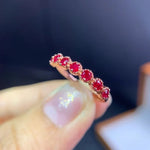 Load image into Gallery viewer, Natural Burma Ruby Stone Size for 3*3mm 6pcs with 925 Silver Rings for Women Jewelry SNC-03
