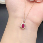 Load image into Gallery viewer, Natural Ruby Gemstone Pendant Necklace Genuine Solid 925 Sterling Silver Women Gift Fine Jewelry
