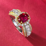 Load image into Gallery viewer, 6x8MM Ruby Full Diamond Ring S925 Pure Silver Jewelry Wedding Engagement Party Anniversary Birthday Gift
