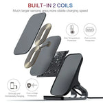 Load image into Gallery viewer, Wireless Charger Mount 10W 7.5W 5W Qi Fast Charging Pad 2 Coils Case Friendly Anti Slip Rubber Type C Input
