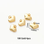Load image into Gallery viewer, 4pcs/lot 14K 18K Gold Plated Heart Charm with Jump Ring Necklace Making Supplies Solid Love Pendant For DIY Jewelry Accessories
