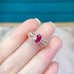 Load image into Gallery viewer, S925 Sterling Silver Natural Ruby Ring Lightweight Luxury Sophisticated Design Festive Gift Showcasing Elegance Timeless Romance
