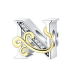 Load image into Gallery viewer, 925 Sterling Silver  A-Z 26 English Letters Retro Fashion Pendant Fit Original Bracelet Charm Beads Necklace Diy Female Jewelry
