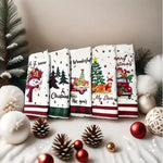 Load image into Gallery viewer, 5 Pieces Christmas-themed Kitchen Towels Christmas Festive Dishcloth Cartoon Santa Claus Elk Snowman Gnome Christmas Towels
