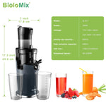 Load image into Gallery viewer, BioloMix 200W Cold Pressed Juicer with 78mm Feed Slot, Crushed Juice Extractor Fits Whole Fruits and Vegetables, Easy to Clean
