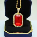 Load image into Gallery viewer, Luxury Artificial Ruby Pendant Necklace for Men Women Adaptable Fashion Hip Hop Necklace Party Accessories Anniversary Gift
