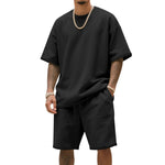Load image into Gallery viewer, Men's Two-Piece Clothing Set, Loose Round-Neck T-Shirt and Shorts Set, Casual Sportswear, Perfect for Summer
