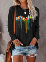 Load image into Gallery viewer, Faith Print Crew Neck T shirt Casual Long Autumn winter top women's long sleeved T-shirt loose comfortable black  white

