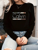 Load image into Gallery viewer, Faith Print Crew Neck T shirt Casual Long Autumn winter top women's long sleeved T-shirt loose comfortable black  white
