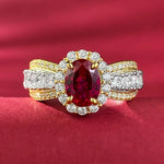 Load image into Gallery viewer, 6x8MM Ruby Full Diamond Ring S925 Pure Silver Jewelry Wedding Engagement Party Anniversary Birthday Gift
