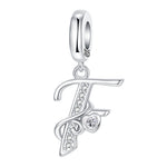 Load image into Gallery viewer, 925 Sterling Silver  A-Z 26 English Letters Retro Fashion Pendant Fit Original Bracelet Charm Beads Necklace Diy Female Jewelry

