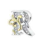 Load image into Gallery viewer, 925 Sterling Silver  A-Z 26 English Letters Retro Fashion Pendant Fit Original Bracelet Charm Beads Necklace Diy Female Jewelry
