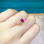 Load image into Gallery viewer, S925 Sterling Silver Natural Ruby Ring Lightweight Luxury Sophisticated Design Festive Gift Showcasing Elegance Timeless Romance
