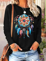 Load image into Gallery viewer, Faith Print Crew Neck T shirt Casual Long Autumn winter top women's long sleeved T-shirt loose comfortable black  white
