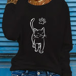 Load image into Gallery viewer, Faith Print Crew Neck T shirt Casual Long Autumn winter top women's long sleeved T-shirt loose comfortable black  white
