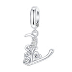 Load image into Gallery viewer, 925 Sterling Silver  A-Z 26 English Letters Retro Fashion Pendant Fit Original Bracelet Charm Beads Necklace Diy Female Jewelry

