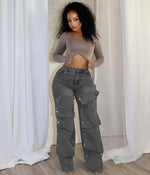 Load image into Gallery viewer, Jeans Denim Pants Women Straight Button Pockets High Waist Mom Floor Length Washed Distressed Strech Trousers 2025 Streetwear
