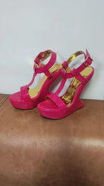 Load image into Gallery viewer, Open Toe Strange Style Heels Sandals Women Sexy T-Strap Solid Round Toe Street Party Sandals New Candy Color Sweet Hotties Shoes
