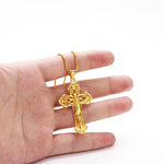 Load image into Gallery viewer, High - Quality 24K AU9999 Gold Cross Necklace for Men &amp; Women, 45cm Long, Fashion - forward
