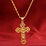 Load image into Gallery viewer, High - Quality 24K AU9999 Gold Cross Necklace for Men &amp; Women, 45cm Long, Fashion - forward
