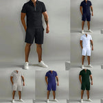 Load image into Gallery viewer, Mens Summer Clothing Set Polo Shirt Casual Loose Short Sleeve Shorts Sports Outfit Gym Beach Wear Comfortable 2 Piece
