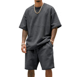 Load image into Gallery viewer, Men's Two-Piece Clothing Set, Loose Round-Neck T-Shirt and Shorts Set, Casual Sportswear, Perfect for Summer
