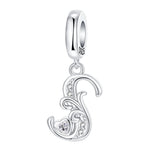 Load image into Gallery viewer, 925 Sterling Silver  A-Z 26 English Letters Retro Fashion Pendant Fit Original Bracelet Charm Beads Necklace Diy Female Jewelry
