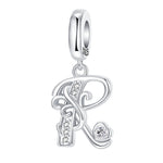 Load image into Gallery viewer, 925 Sterling Silver  A-Z 26 English Letters Retro Fashion Pendant Fit Original Bracelet Charm Beads Necklace Diy Female Jewelry
