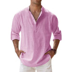 Load image into Gallery viewer, New Cotton Linen Shirts for Men Casual Shirts Lightweight Long Sleeve Henley Beach Shirts Hawaiian T Shirts for Men
