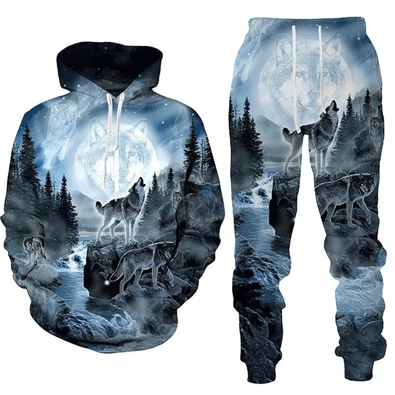 New Animal 3D Tiger Printed Hoodie + Pants Suit Cool Men/Women 2 Pcs Sportwear Tracksuit Set Autumn And Winter Men's Clothing
