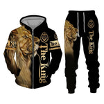 Load image into Gallery viewer, Men Zipper Hoodie Suit Autumn Winter Tracksuit Animal Lion 3D Print Sweatshirts Pants Sets Casual Oversize Clothing High-quality
