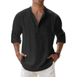 Load image into Gallery viewer, New Cotton Linen Shirts for Men Casual Shirts Lightweight Long Sleeve Henley Beach Shirts Hawaiian T Shirts for Men
