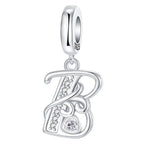Load image into Gallery viewer, 925 Sterling Silver  A-Z 26 English Letters Retro Fashion Pendant Fit Original Bracelet Charm Beads Necklace Diy Female Jewelry

