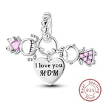 Load image into Gallery viewer, Original 925 Sterling Silver Charms Heart Bead Love Mom Pendant Fit Original Bracelet For Women DIY Jewelry Mother's Day Gift

