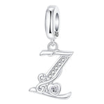 Load image into Gallery viewer, 925 Sterling Silver  A-Z 26 English Letters Retro Fashion Pendant Fit Original Bracelet Charm Beads Necklace Diy Female Jewelry
