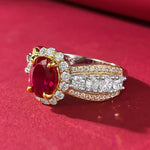 Load image into Gallery viewer, 6x8MM Ruby Full Diamond Ring S925 Pure Silver Jewelry Wedding Engagement Party Anniversary Birthday Gift
