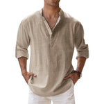 Load image into Gallery viewer, New Cotton Linen Shirts for Men Casual Shirts Lightweight Long Sleeve Henley Beach Shirts Hawaiian T Shirts for Men
