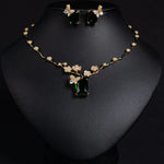 Load image into Gallery viewer, European and American new ruby necklace earring set, simple and versatile, fashionable block zircon necklace, collarbone chain
