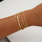 Load image into Gallery viewer, Gold Bracelets for Women, Elegant Adjustable 14K Gold Plated Trendy Minimalist Dainty Bracelet for Everyday Wear
