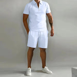 Load image into Gallery viewer, Mens Summer Clothing Set Polo Shirt Casual Loose Short Sleeve Shorts Sports Outfit Gym Beach Wear Comfortable 2 Piece
