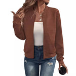 Load image into Gallery viewer, Coat women 2026 casual Autumn Winter New solid color lantern sleeve zipper baseball collar casual coat women's clothing
