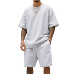 Load image into Gallery viewer, Men's Two-Piece Clothing Set, Loose Round-Neck T-Shirt and Shorts Set, Casual Sportswear, Perfect for Summer
