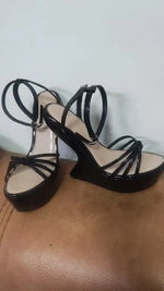 Load image into Gallery viewer, Open Toe Strange Style Heels Sandals Women Sexy T-Strap Solid Round Toe Street Party Sandals New Candy Color Sweet Hotties Shoes
