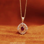 Load image into Gallery viewer, S925 sterling silver women's light luxury high-end golden hollowed-out ruby necklace, a versatile necklace for daily commuting

