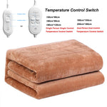 Load image into Gallery viewer, Heated Blanket With Dual Controls &amp; Auto Shut-Off Ultra-Soft Flannel Brown Electric Warming Blanket Long 2000mm x Wide 1800mm
