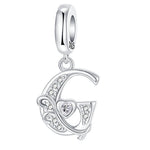 Load image into Gallery viewer, 925 Sterling Silver  A-Z 26 English Letters Retro Fashion Pendant Fit Original Bracelet Charm Beads Necklace Diy Female Jewelry
