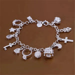 Load image into Gallery viewer, Bracelet European and American Silver Fashion Thirteen Pendant Bracelet Women's Multi-Element Jewelry Simple Style Bracelet Whol
