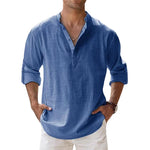 Load image into Gallery viewer, New Cotton Linen Shirts for Men Casual Shirts Lightweight Long Sleeve Henley Beach Shirts Hawaiian T Shirts for Men
