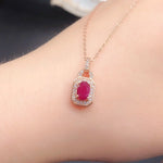 Load image into Gallery viewer, Natural Ruby Gemstone Pendant Necklace Genuine Solid 925 Sterling Silver Women Gift Fine Jewelry
